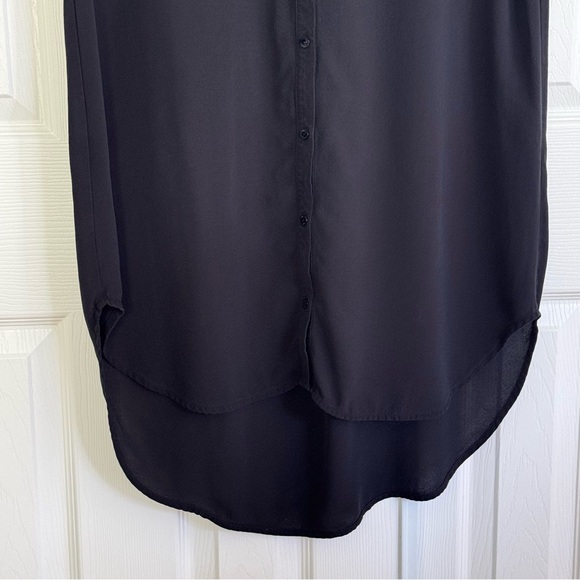 EILEEN FISHER Silk Black Shirt Dress Sleeveless Button Front Hight Low Size M - Picture 3 of 13